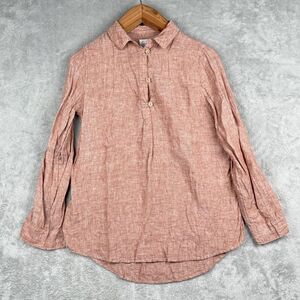 Sigrid Olsen Linen Top Womens S Red Pink‎ Coastal Tunic Boho Beach Lagenlook